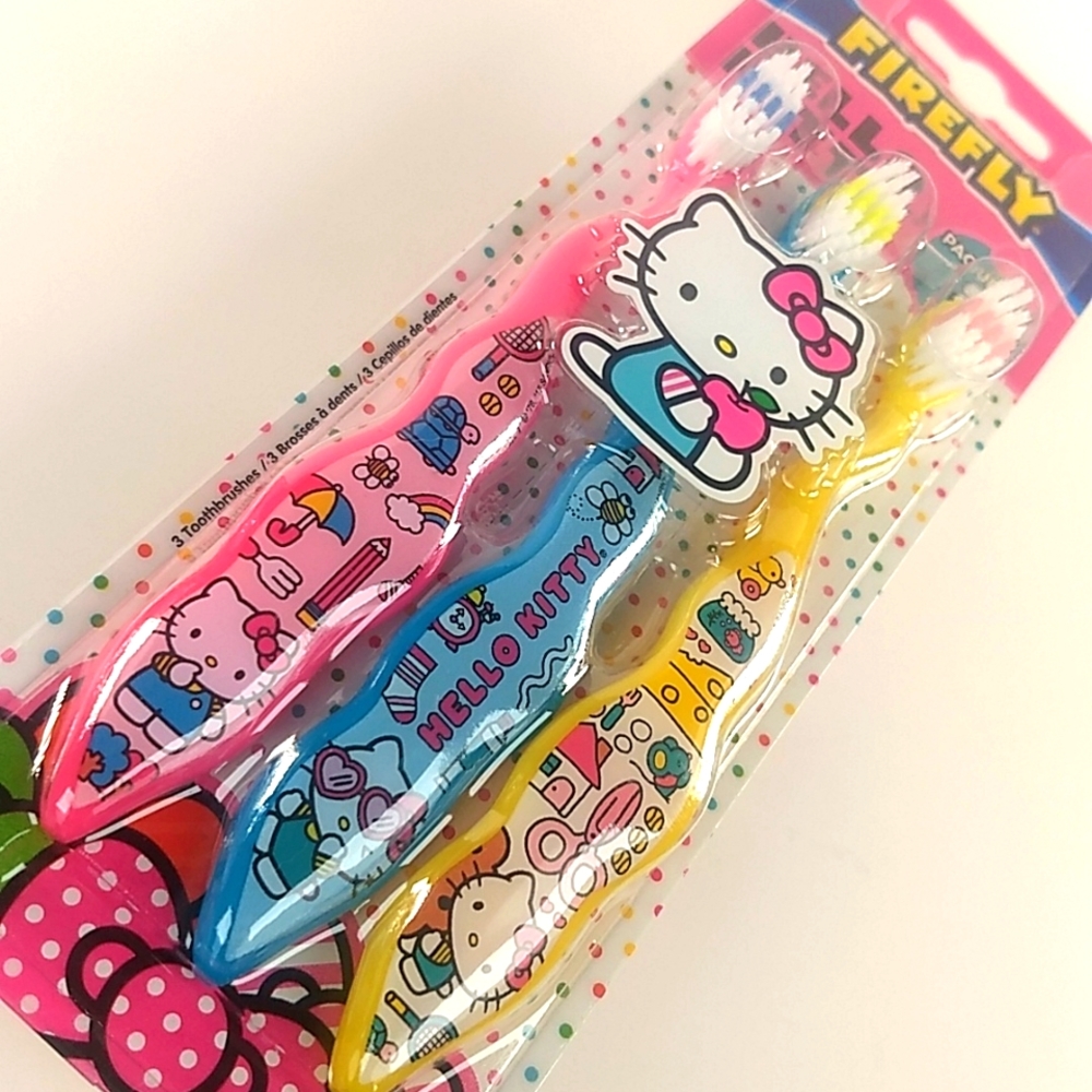 SANRIO Hello Kitty Set of 3 Child's Soft Toothbrushes by Firefly, Factor…